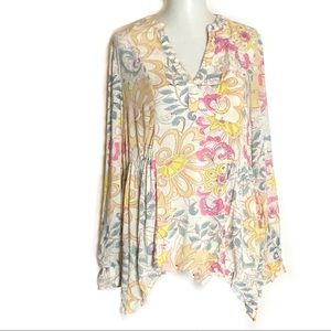 Anthropologie Maeve Floral Print Peasant Blouse
